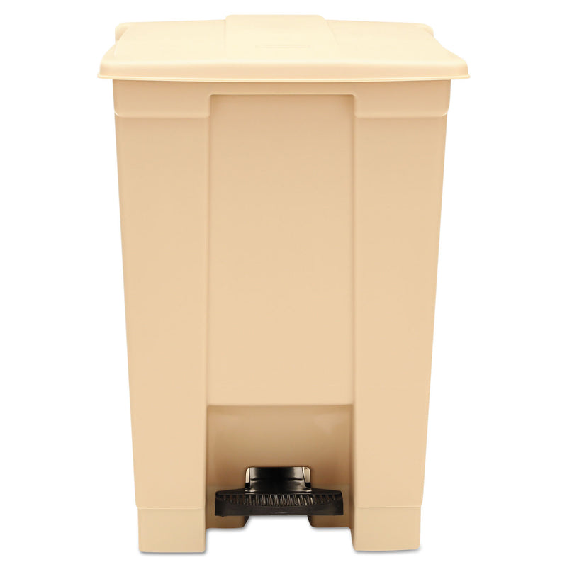 Rubbermaid Indoor Utility Step-On Waste Container, Square, Plastic, 12 Gal, Beige - RCP6144BEI