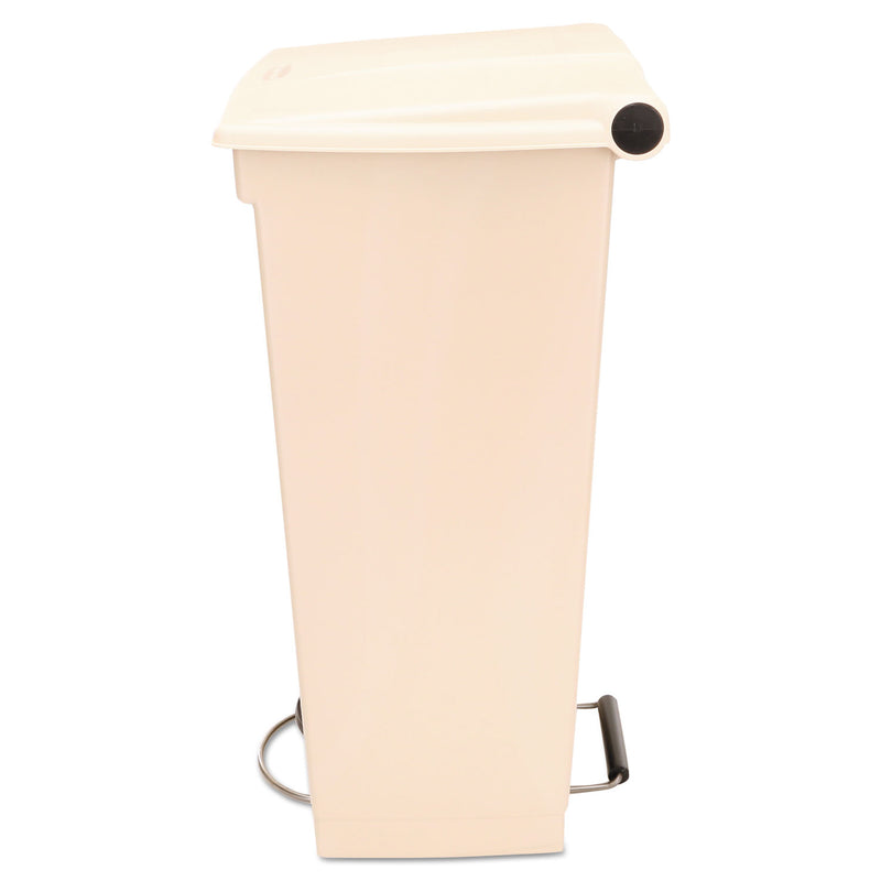 Rubbermaid Step-On Receptacle With Wheels, Rectangular, Polyethylene, 23 Gal, Beige - RCP614600BG