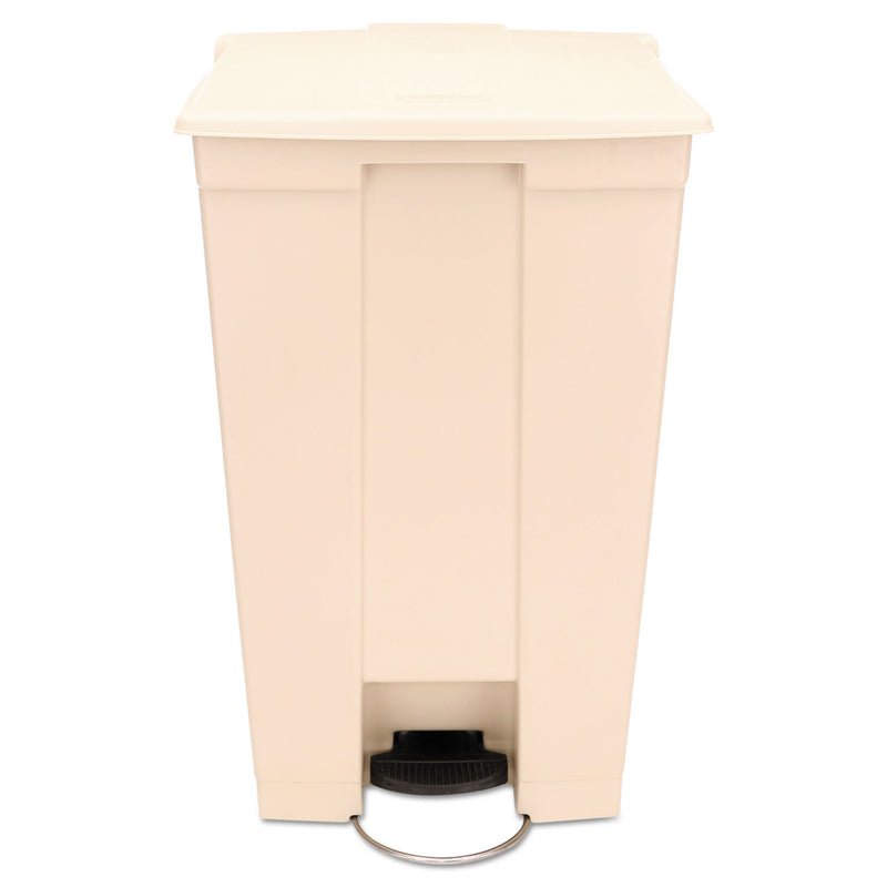 Rubbermaid Step-On Receptacle With Wheels, Rectangular, Polyethylene, 23 Gal, Beige - RCP614600BG