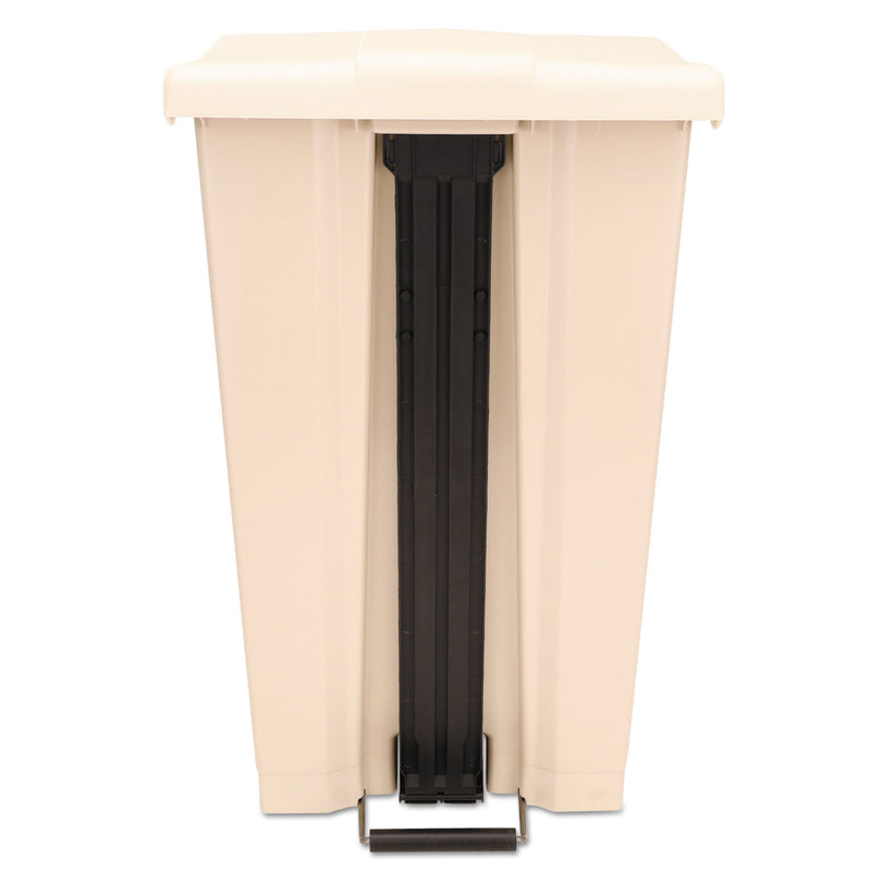 Rubbermaid Step-On Receptacle With Wheels, Rectangular, Polyethylene, 23 Gal, Beige - RCP614600BG