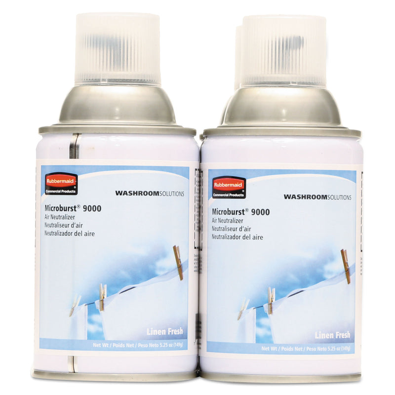 Rubbermaid Tc Microburst 9000 Air Freshener Refill, Linen Fresh, 5.3 Oz Aerosol, 4/Carton - RCP4012441