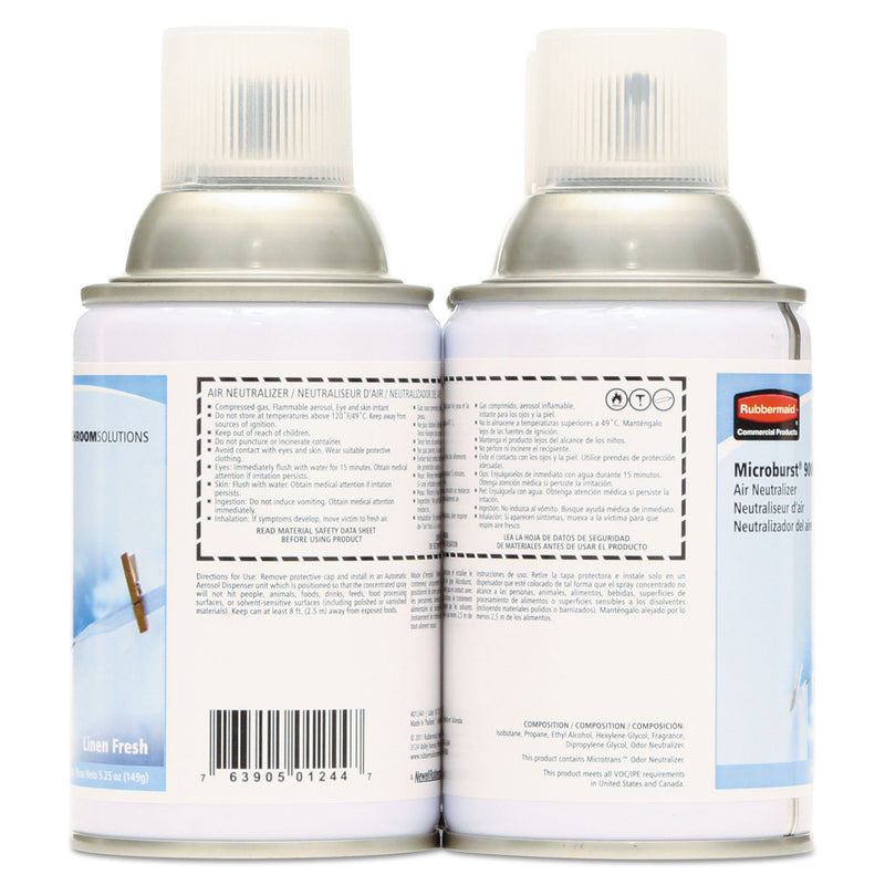 Rubbermaid Tc Microburst 9000 Air Freshener Refill, Linen Fresh, 5.3 Oz Aerosol, 4/Carton - RCP4012441