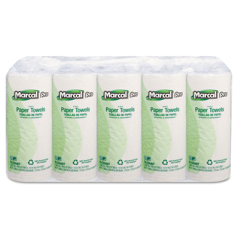 Marcal Paper 100% Premium Recycled Perforated Towels, 11 X 9, White, 70/Roll, 15 Rolls/Carton - MRC610