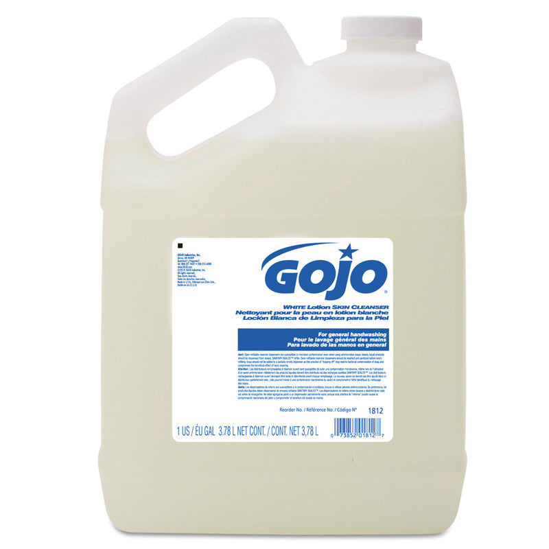 GOJO White Lotion Skin Cleanser, Floral Scent, 1 Gal Bottle, 4/Carton - GOJ181204