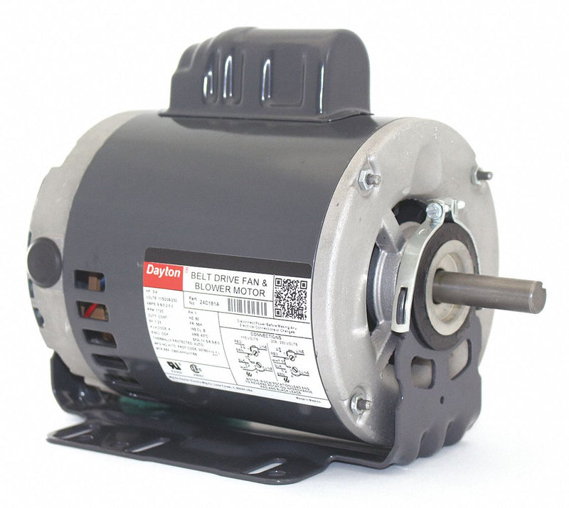 Dayton 3/4 HP Belt Drive Motor, Capacitor-Start, 1725 Nameplate RPM, 115/208-230 Voltage, Frame 56H - 24C181