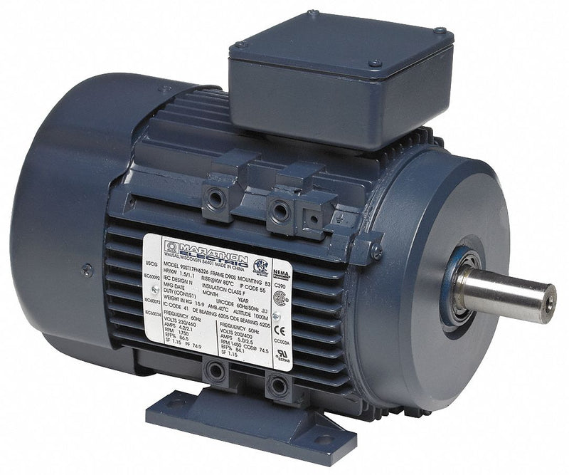 Marathon Motors 1/2 HP Metric Motor,3-Phase,3410 Nameplate RPM,575 Voltage,Frame D71 - 071T34FH5303