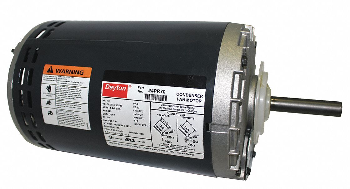 Dayton 1 HP Condenser Fan Motor, 3-Phase, 825 Nameplate RPM