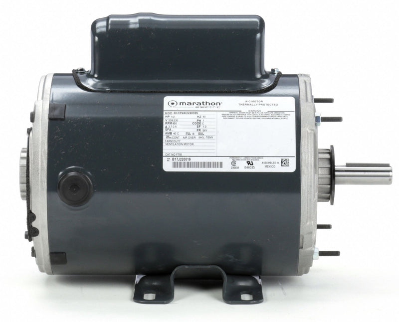 Marathon Motors 1/2 HP Agricultural Fan Motor,Permanent Split Capacitor,850 Nameplate RPM,208-230 Voltage - 5KCP49UN9838S