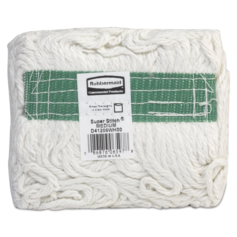 Rubbermaid Super Stitch Rayon Mop Heads, White, Medium, 6/Carton - RCPD412