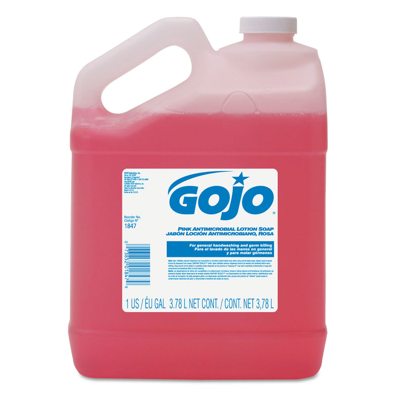 GOJO Antimicrobial Lotion Soap, Floral Balsam Scent, 1 Gal Bottle, 4/Carton - GOJ184704