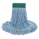 Boardwalk Super Loop Wet Mop Head, Cotton/Synthetic Fiber, 5" Headband, Medium Size, Blue, 12/Carton - BWK502BLCT