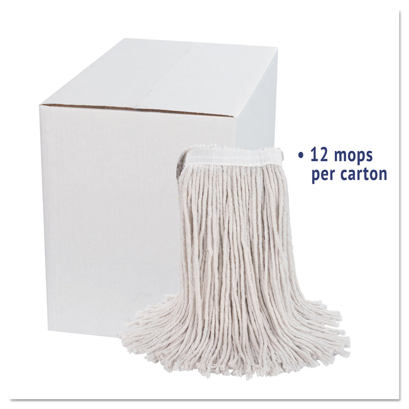 Boardwalk Premium Cut-End Wet Mop Heads, Cotton, 24Oz, White, 12/Carton - BWK224CCT