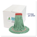 Boardwalk Super Loop Wet Mop Head, Cotton/Synthetic Fiber, 5" Headband, Large Size, Green, 12/Carton - BWK503GNCT