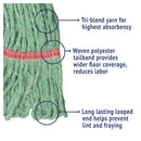 Boardwalk Super Loop Wet Mop Head, Cotton/Synthetic Fiber, 5" Headband, Large Size, Green - BWK503GNEA