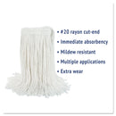 Boardwalk Cut-End Wet Mop Head, Rayon, No. 20, White - BWK2020REA
