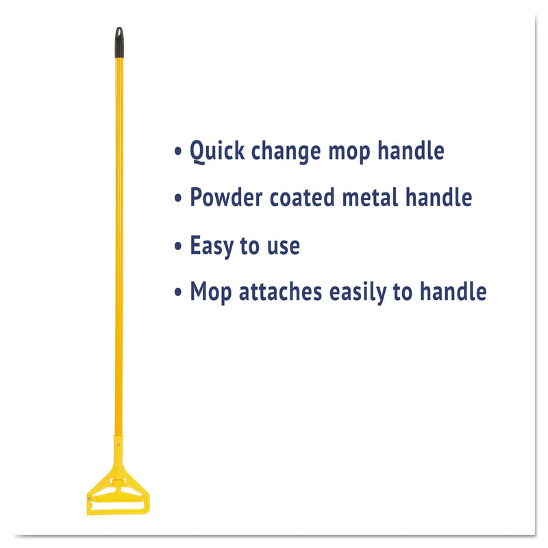 Boardwalk Quick Change Side-Latch Plastic Mop Head Handle, 60" Aluminum Handle, Yellow - BWK620