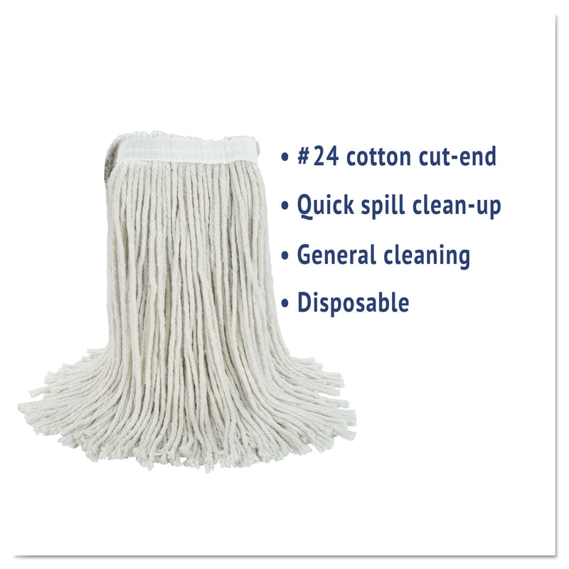 Boardwalk Cut-End Wet Mop Head, Cotton, No. 24, White - BWK2024CEA