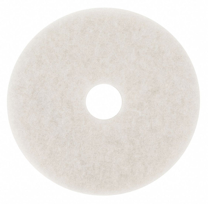 3M 15 in Non-Woven Polyester Fiber Round Buffing and Cleaning Pad, 175 to 600 rpm, White, 5 PK - 4100