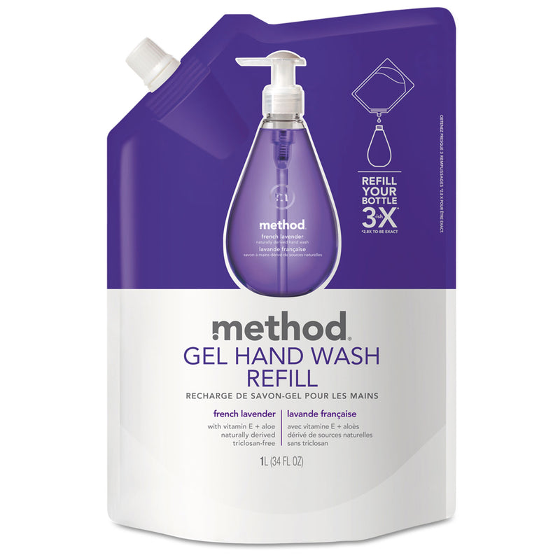 Method Gel Hand Wash Refill, French Lavender, 34 Oz Pouch, 6/Carton - MTH00654CT