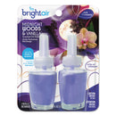 Bright Air Electric Scented Oil Air Freshener Refill, Midnight Woods/Vanilla, 0.67 Oz Jar, 2/Pack, 6 Packs/Carton - BRI900272