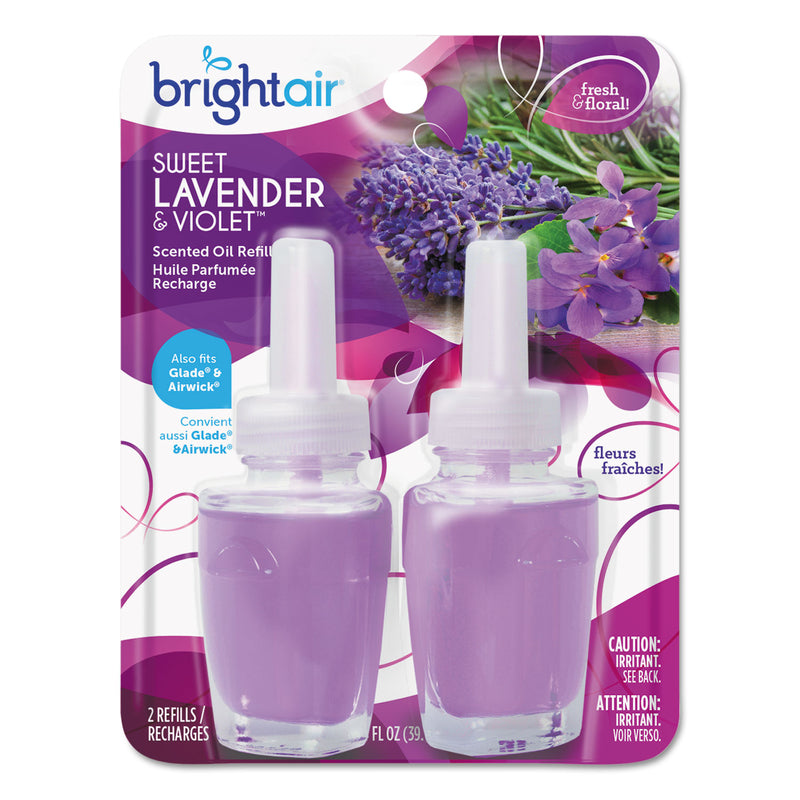 Bright Air Electric Scented Oil Air Freshener Refill, Sweet Lavender/Violet, 0.67 Oz Jar, 2/Pack , 6 Packs/Carton - BRI900270
