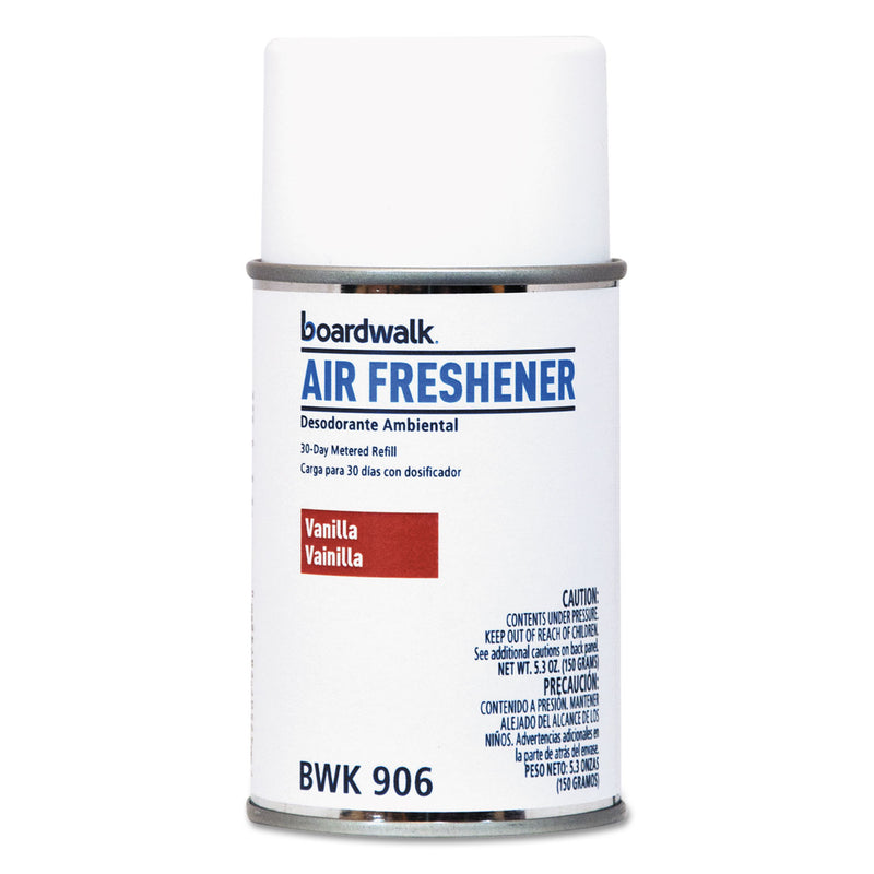 Boardwalk Metered Air Freshener Refill, Vanilla Bean, 5.3 Oz Aerosol, 12/Carton - BWK906