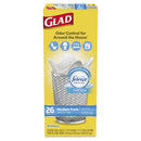 Glad Odorshield Medium Quick-Tie Trash Bags, 8 Gal, 0.57 Mil, 21.63" X 23", White, 26/Box - CLO78815BX