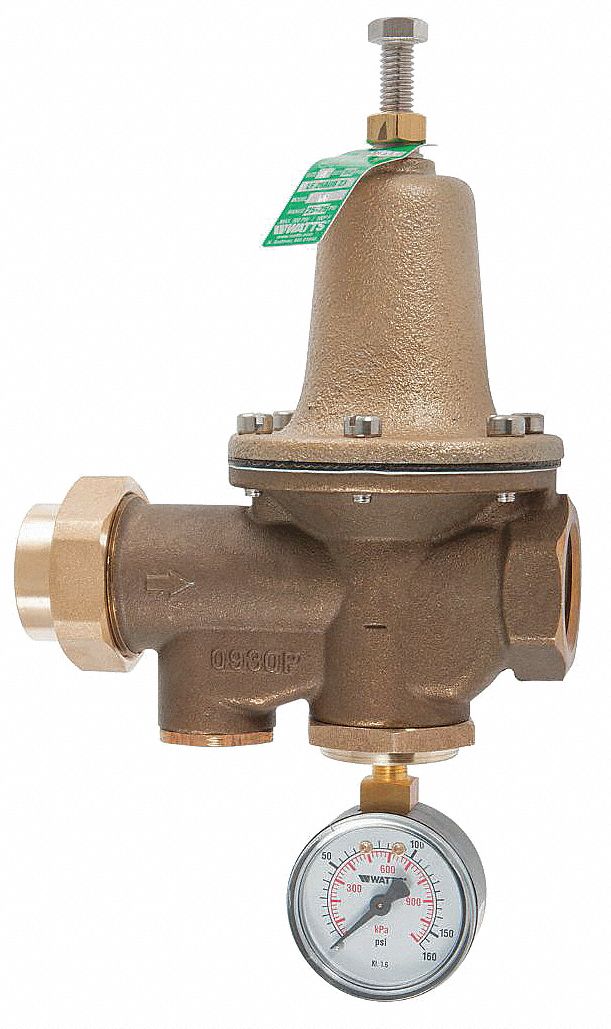 Watts Water Pressure Reducing Valve, Standard Valve Type, Lead Free Brass, 1/2 in Pipe Size - 1/2 LF25AUB-GG-Z3