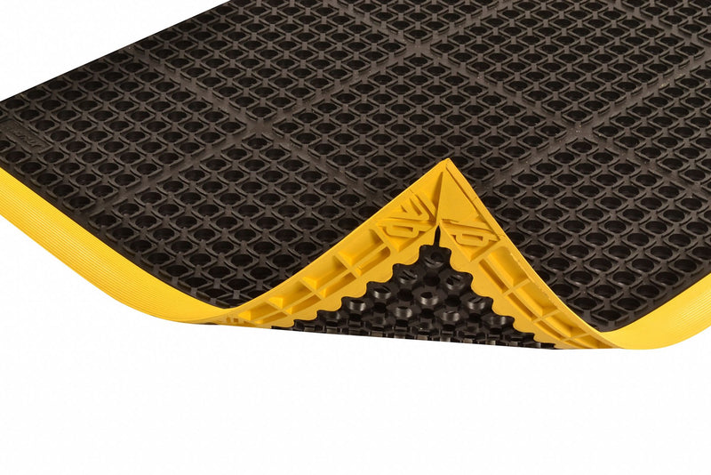 Notrax Drainage Runner, 10 ft 4 in L, 3 ft 2 in W, 7/8 in Thick, Rectangle, Black with Yellow Border - 549S3124YB