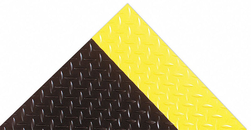 Notrax Floor Runner, 75 ft L, 24 in W, 5/32 in Thick, Black with Yellow Border - 737C0024YB