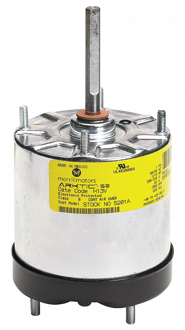 Morrill 1/15 HP ECM Direct Drive Blower Motor,ECM,1550 Nameplate RPM,208-230 Voltage,Frame Non-Standard - 5200A