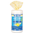 SCRUBS Hand Sanitizer Wipes, 6 x 8, Lemon Scent, Blue/White, 120 Wipes/Canister, 6 Canisters/Case - ITW92991CT