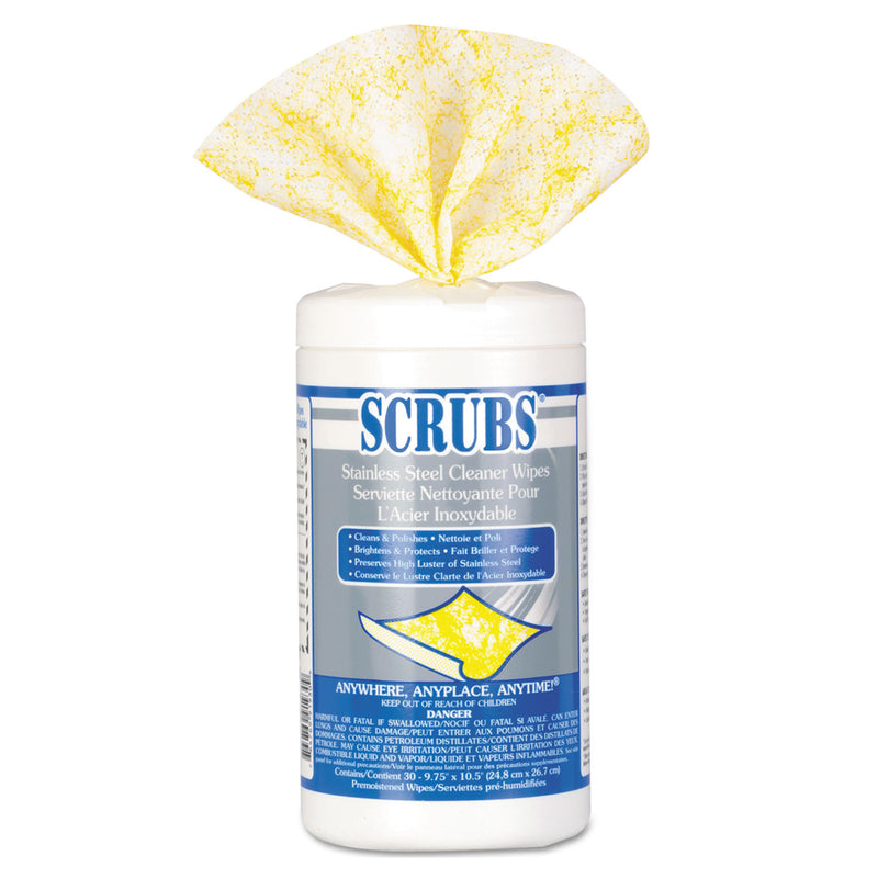 Scrubs Stainless Steel Cleaner Towels, 30/Canister, 6 Canisters/Carton - ITW91930CT