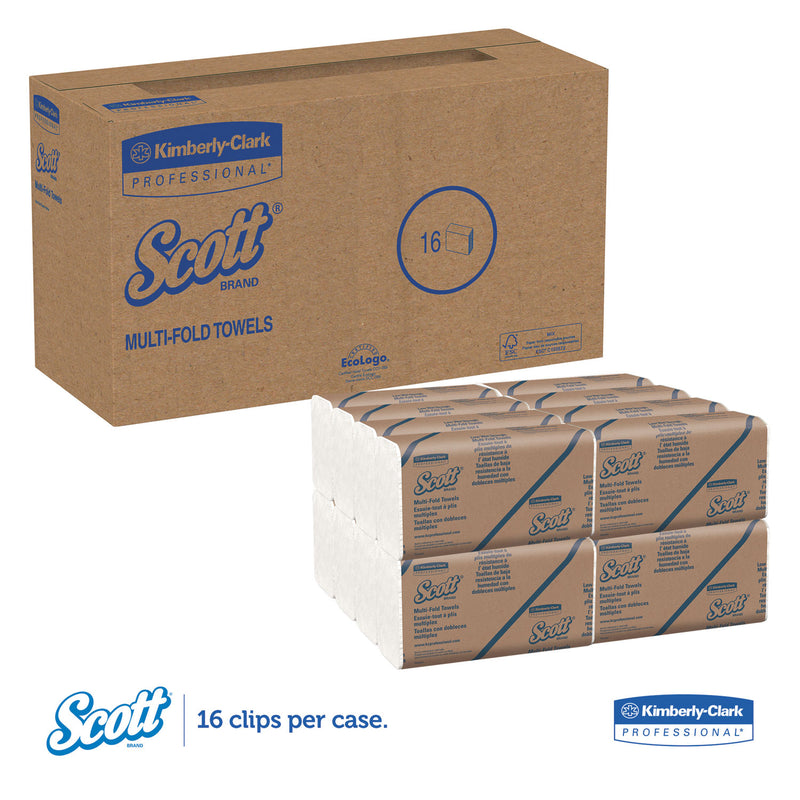 Scott Essential Low Wet Strength Multi-Fold Towels, 9 2/5X9 1/5,White,250 Sheets,16/Ct - KCC01860