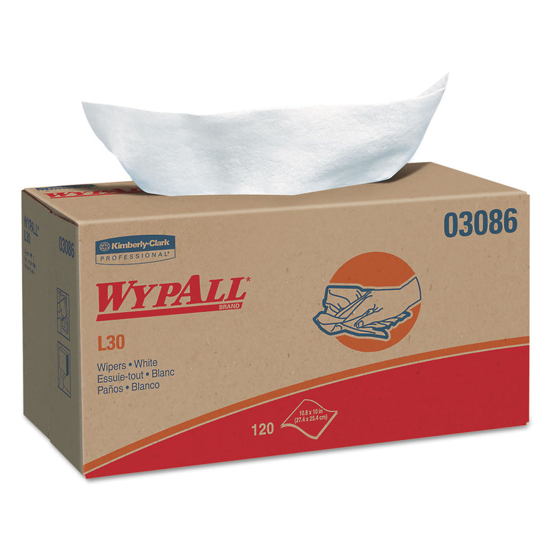 Wypall L30 Towels, Pop-Up Box, 10 X 9 4/5, White, 120/Box, 10 Boxes/Carton - KCC03086