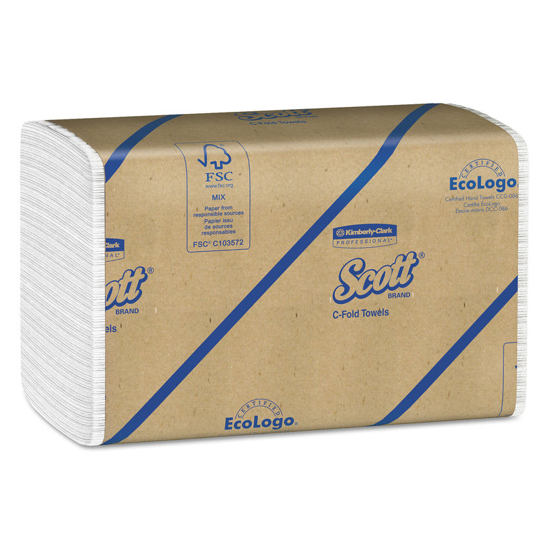 Scott Essential C-Fold Towels, Absorbency Pockets,10 1/8X13 3/20,White,200/Pk,12 Pk/Ct - KCC01510