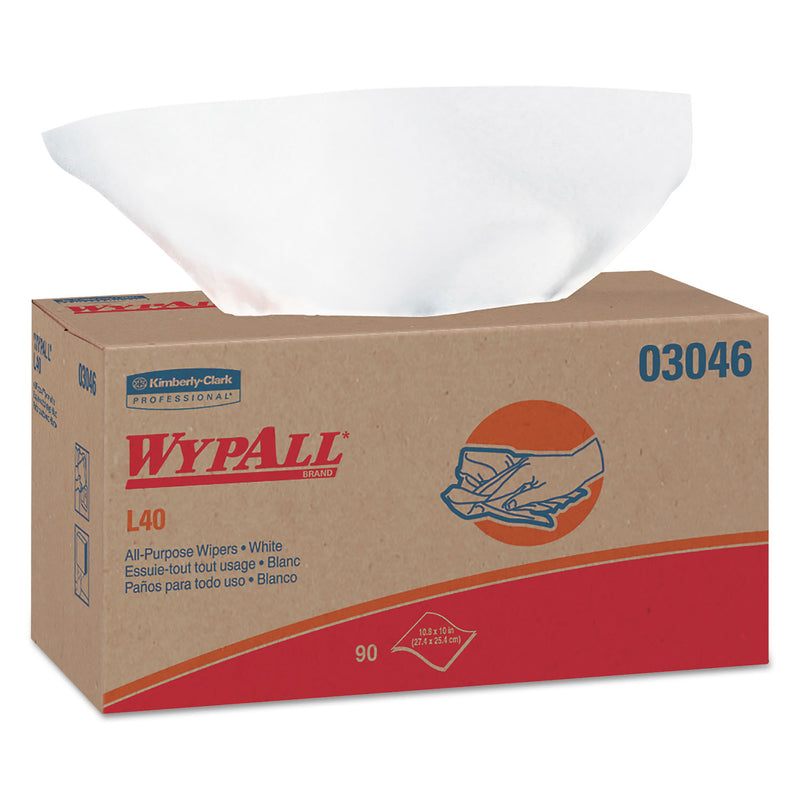 Wypall L40 Towels, Pop-Up Box, White, 10 4/5 X 10, 90/Box, 9 Boxes/Carton - KCC03046