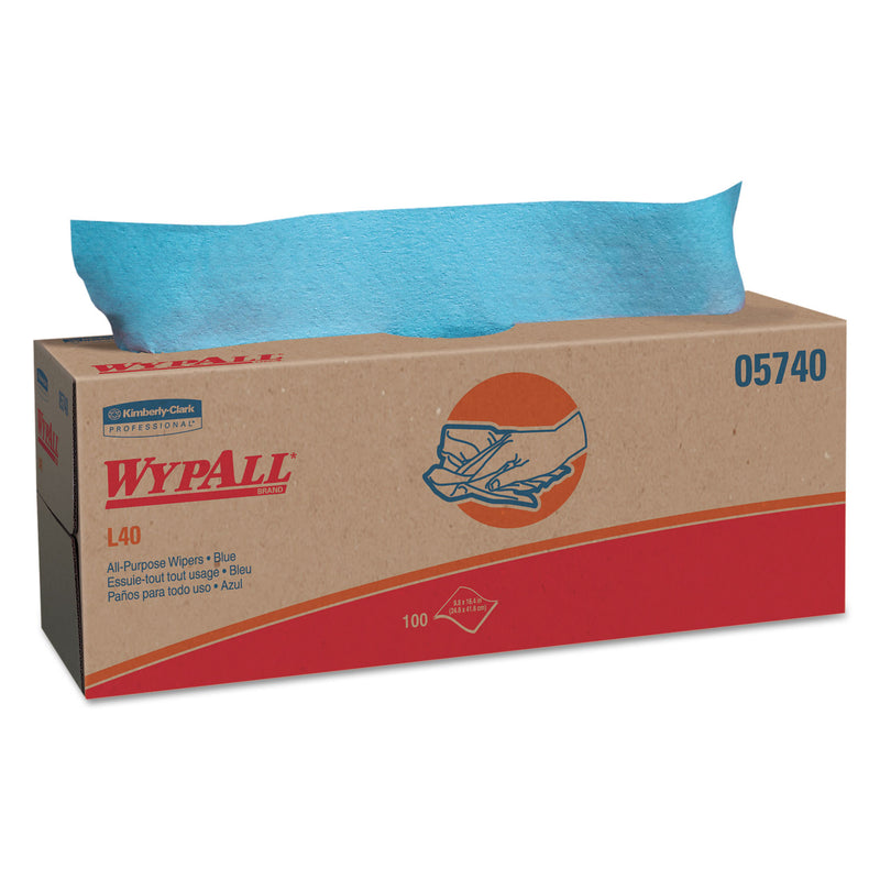 Wypall L40 Towels, Pop-Up Box, Blue, 16 2/5 X 9 4/5, 100/Box, 9 Boxes/Carton - KCC05740