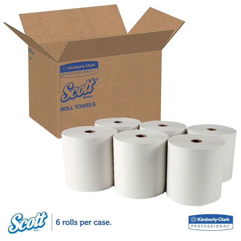 Scott Essential High Capacity Hard Roll Towel, 1.5" Core, 8 X 1000 Ft, Recycled, White, 6/Carton - KCC01005