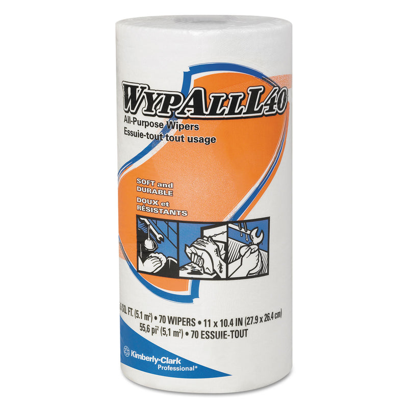 Wypall L40 Towels, Small Roll, 10 2/5 X 11, White, 70/Roll, 24 Rolls/Carton - KCC05027