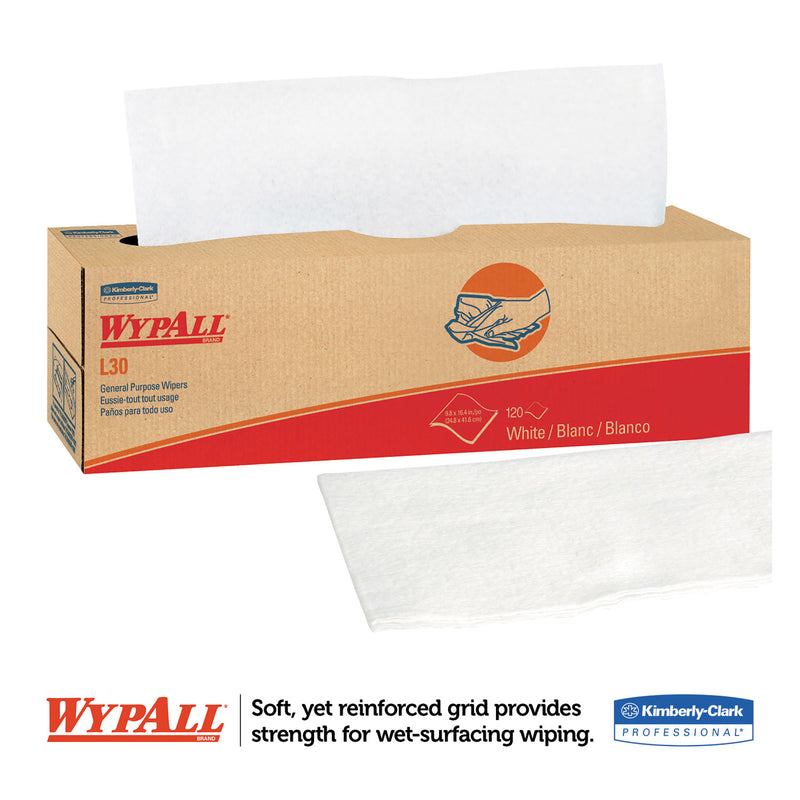 Wypall L30 Towels, Pop-Up Box, 9 4/5 X 16 2/5, 100/Box, 8 Boxes/Carton - KCC05800