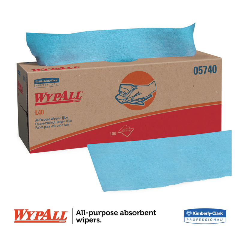 Wypall L40 Towels, Pop-Up Box, Blue, 16 2/5 X 9 4/5, 100/Box, 9 Boxes/Carton - KCC05740