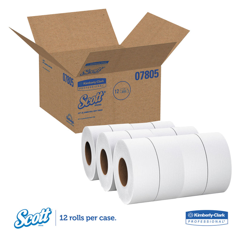 Scott Essential Jrt Bathroom Tissue, Septic Safe, 2-Ply, White, 1000 Ft, 12 Rolls/Carton - KCC07805