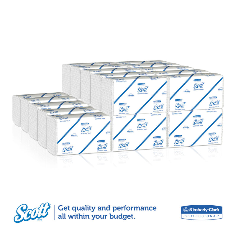 Scott Pro Scottfold Towels, 7 4/5 X 12 2/5, White, 175 Towels/Pack, 25 Packs/Carton - KCC01960