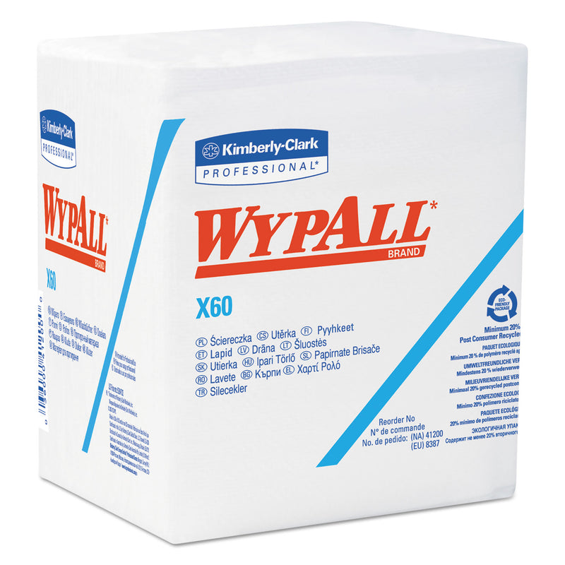 Wypall X60 Cloths, 1/4 Fold, 12 1/2 X 13, White, 76/Box, 12 Boxes/Carton - KCC34865