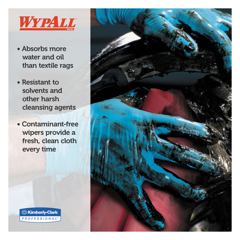 Wypall X80 Cloths, 1/4 Fold, Hydroknit, 12 1/2 X 12, Red, 50/Box, 4 Boxes/Carton - KCC41029
