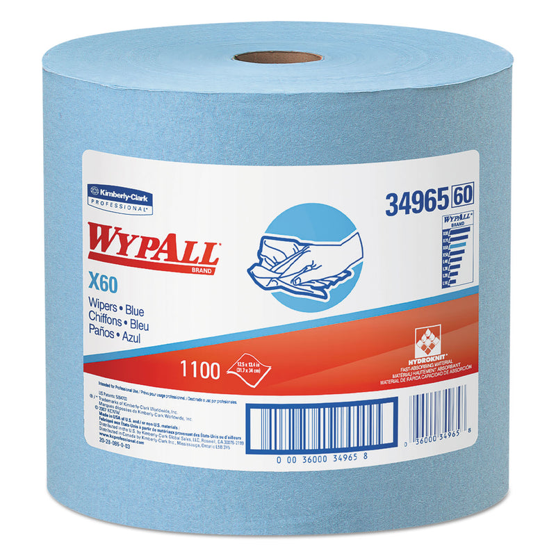 Wypall X60 Cloths, Jumbo Roll, 12 1/2 X 13 2/5, Blue, 1100/Roll - KCC34965