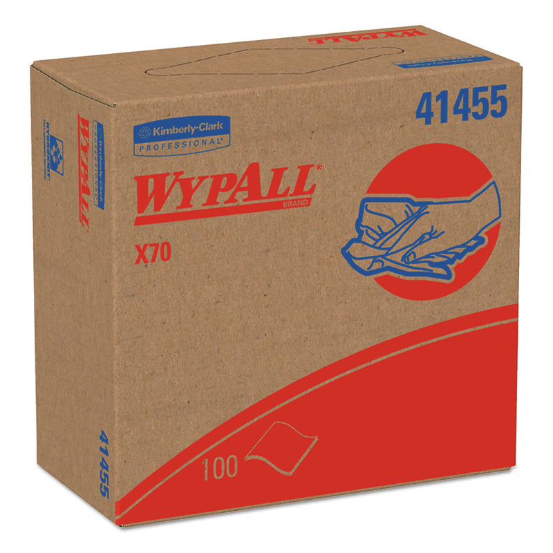 Wypall X70 Cloths, Pop-Up Box, 9 1/10 X 16 4/5, White, 100/Box, 10 Boxes/Carton - KCC41455
