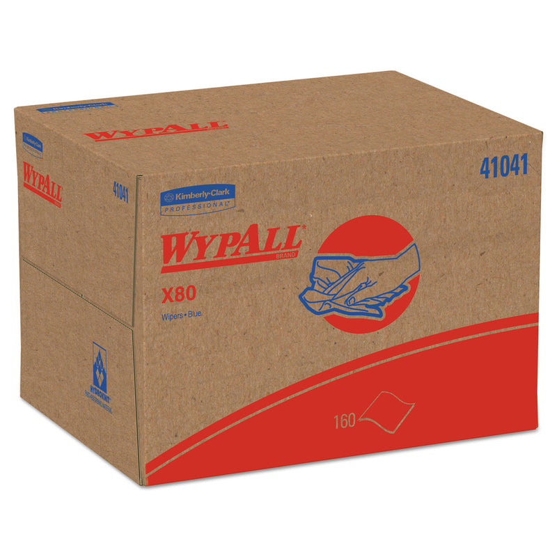 Wypall X80 Cloths, Brag Box, Hydroknit, Blue, 12 1/2 X 16 4/5, 160 Wipers/Carton - KCC41041