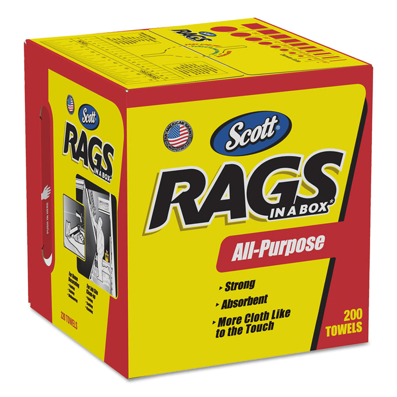 Scott Rags In A Box, Pop-Up Box, 10 X 12, White, 200/Box, 8 Boxes Per Carton - KCC75260CT
